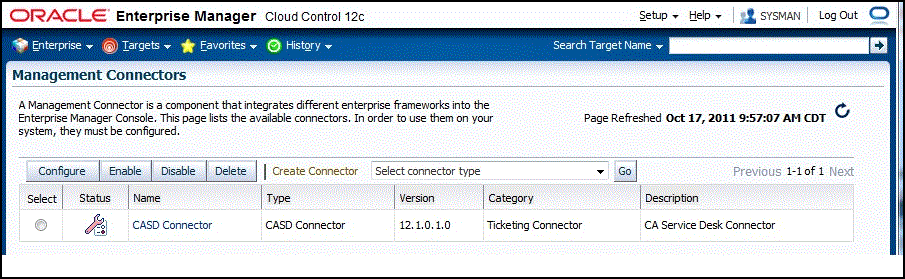 構成されていないCASDコネクタ