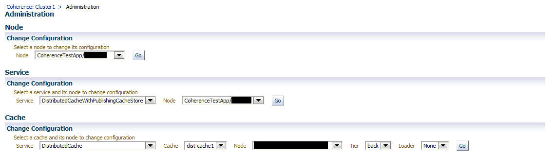 クラスタ・レベルの「管理」ページ クラスタ・レベルの「管理」ページ