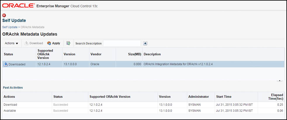 「自己更新」のORAchkメタデータの更新の例