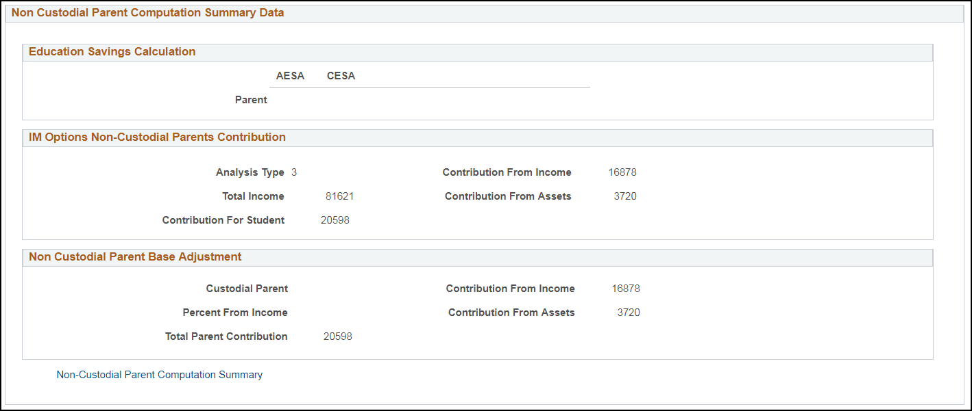 Maintain Institutional Application, Computation Summary page (4 of 4)