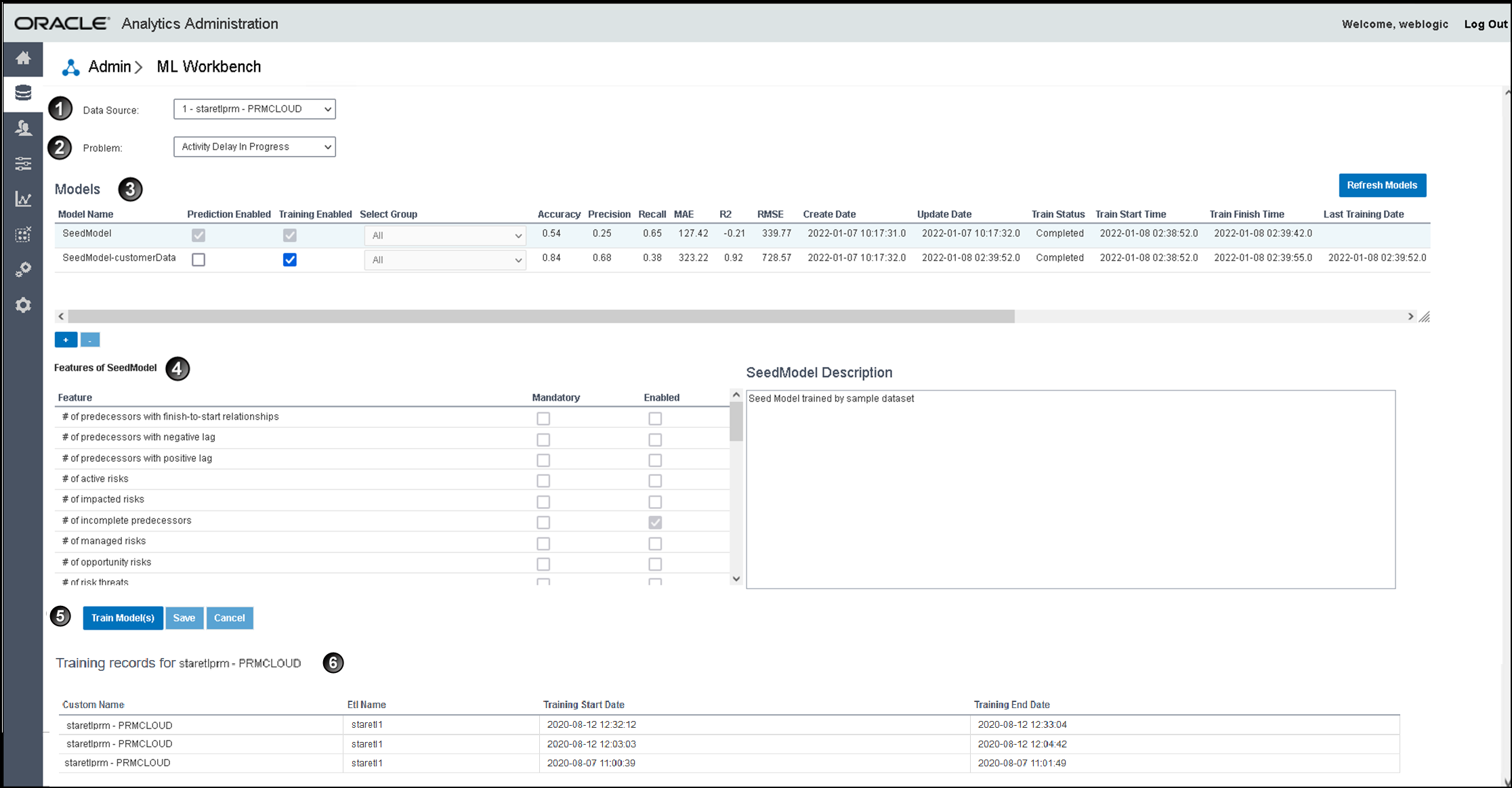 ML Workbench of CIC for Oracle Primavera Cloud