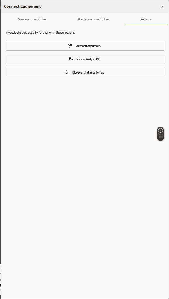 Actions Tab of the Activity Network Page