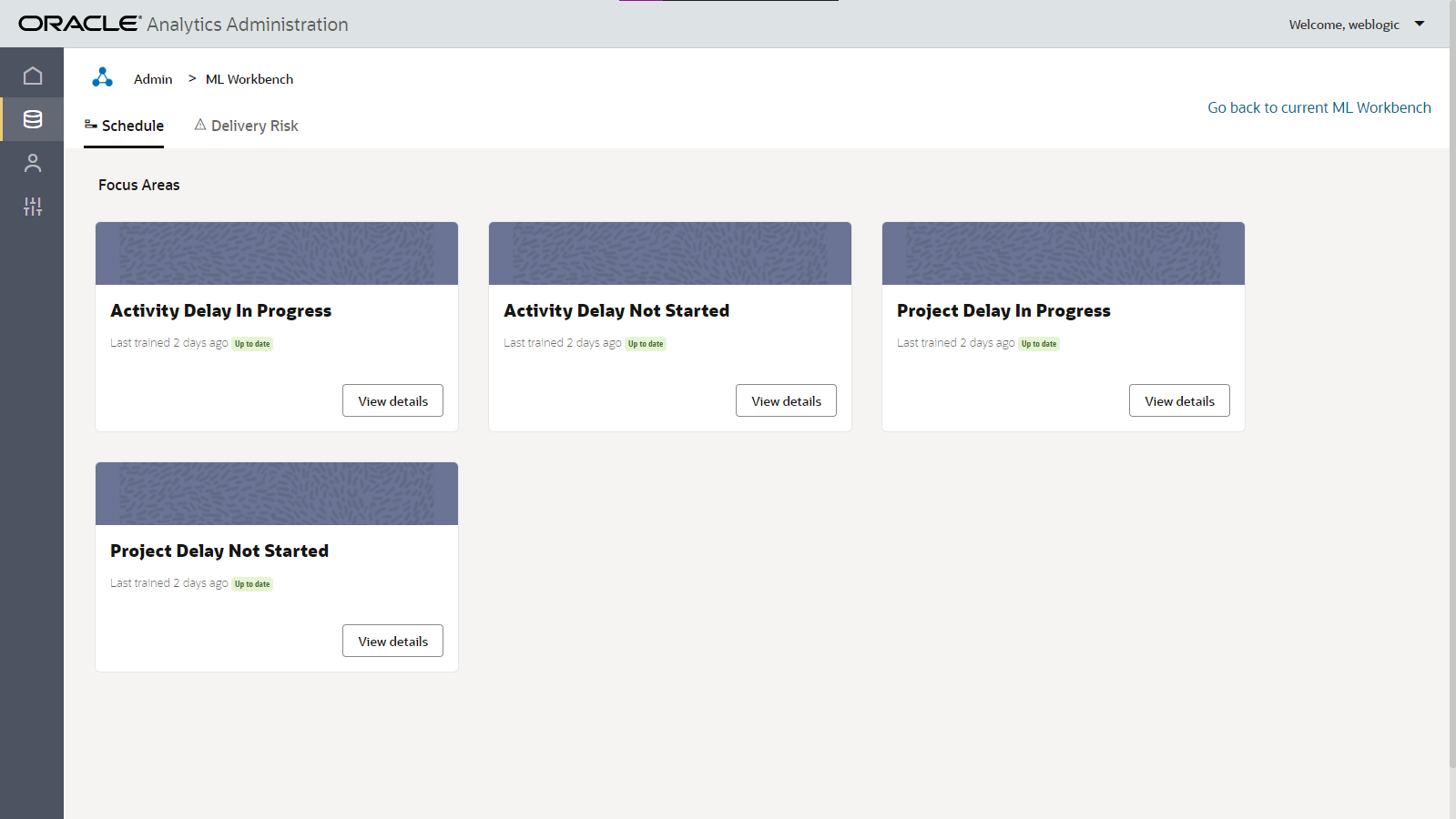 View of the New ML Workbench UI.