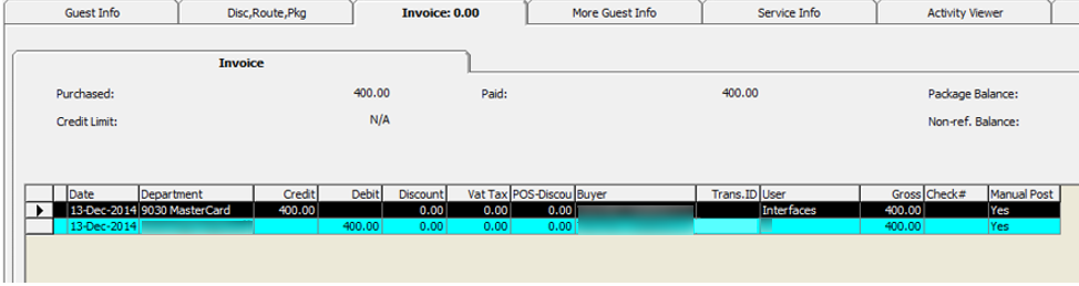 This figure shows the Authorization Displays on Invoice — Credit Card