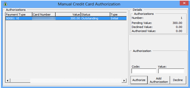 This figure shows the Credit Card Authorization in Management Module