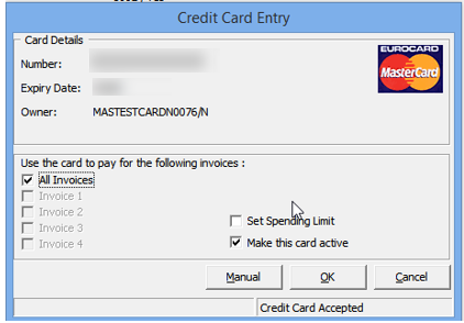 This figure shows the Credit Card Entry Details
