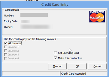 This figure shows the Credit Card Entry Screen