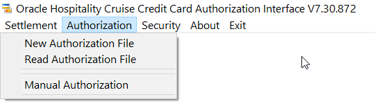 This figure shows the Credit Card Transfer — Authorization Tab