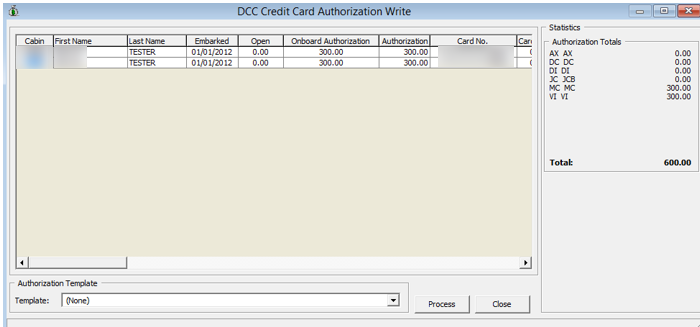 This figure shows the DCC Credit Card Authorisation Write Screen