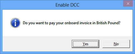 This figure shows the DCC Enable Screen — Manual Card Swipe