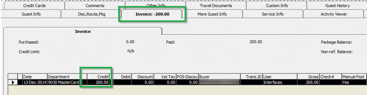 This figure shows the Management Authorization Display on Invoice — Debit Card