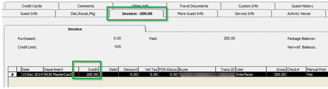 This figure shows the Management Authorization Display on Invoice — Debit Card Details