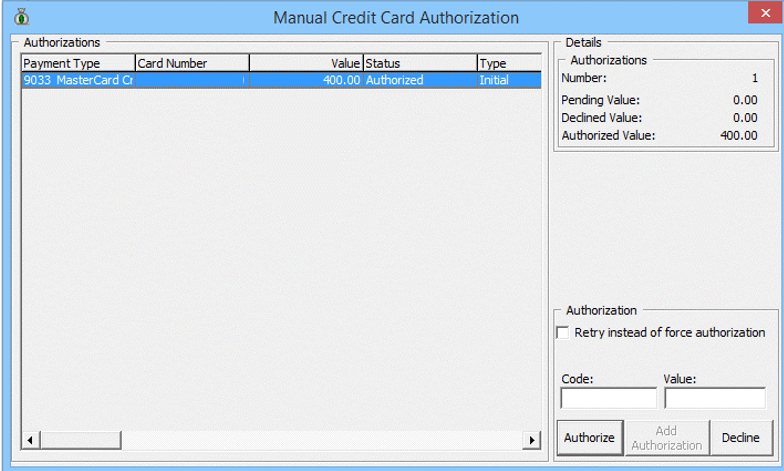 This figure shows the Management Initial Authorization View