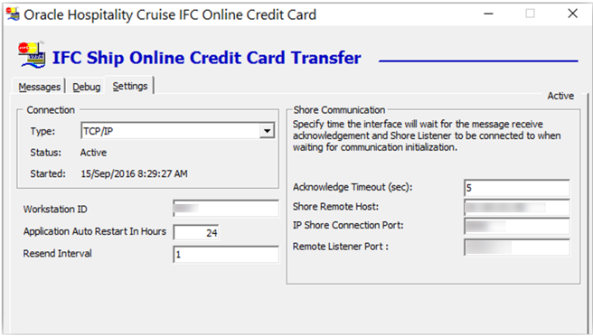 This figure shows the OHC Ship Transfer Settings