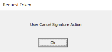 This figure shows the Signature Screen — User Cancel Signature Action