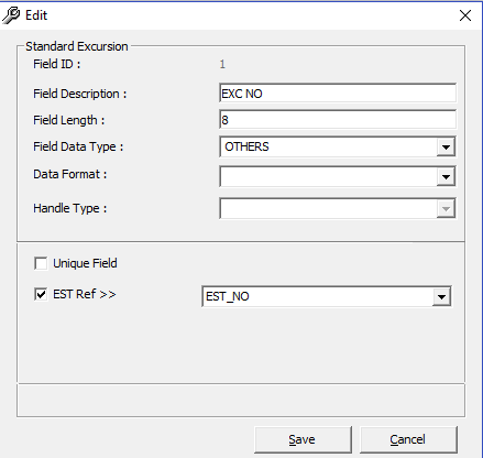 This figure shows the fields of the Standard File Import Format
