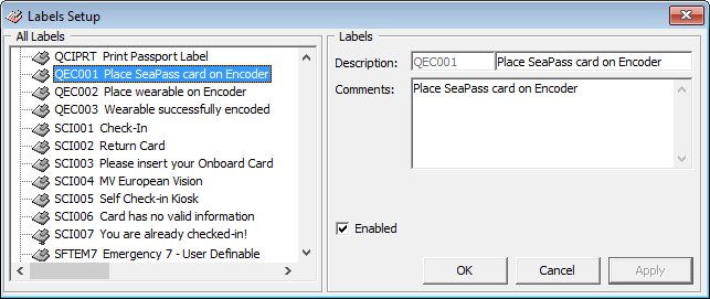 This figure shows the Customize Labels