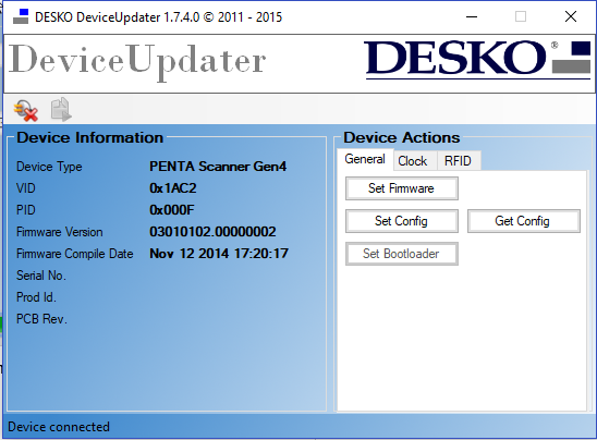 This figure shows the Device Information Page