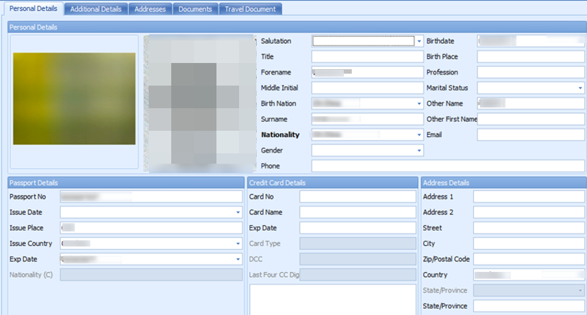 This figure shows the Sample Personal details Tab from AQCI
