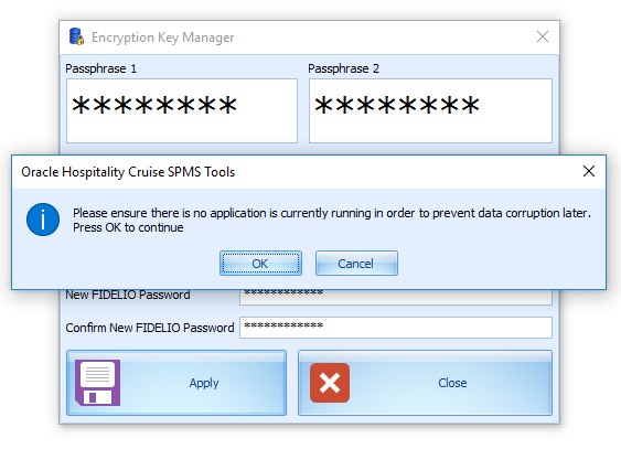 This figure shows the Encryption Key Manager Prompt
