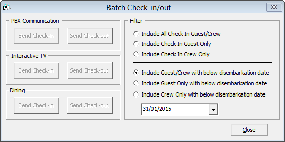 This figure shows Batch Check-in/out and the available triggers.