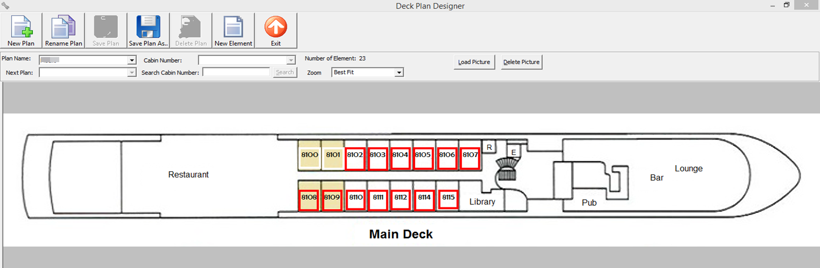 This figure shows the set up window of Deck Plan color.