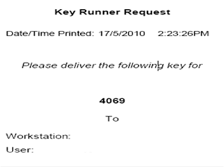 This figure shows the Key Runner Request slip.