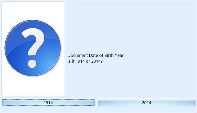 This figure shows the confirmation prompt for the year inputted when the Regional Setting is of a 2 digit year.