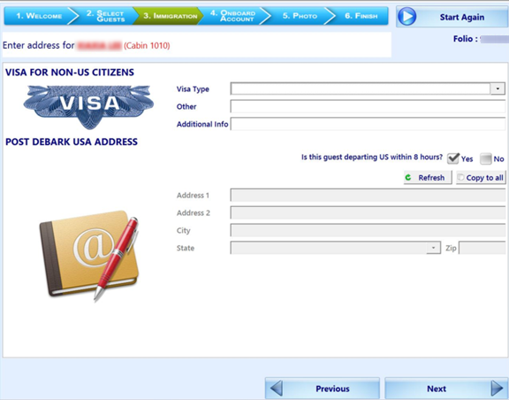 This figure shows the Visa requirement screen