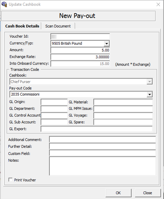 This figure shows the New Pay-in Update Cashbook