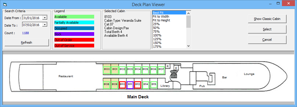 This figure shows the Deck Plan Viewer