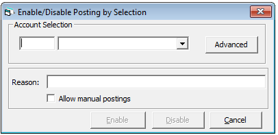 This figure shows the Enable/Disable Posting Selection