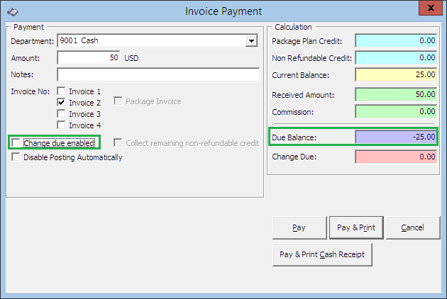 This figure shows the Invoice Payment without Change Due
