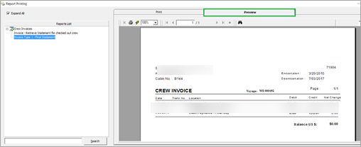 This figure shows the Preview Invoice Before Printing