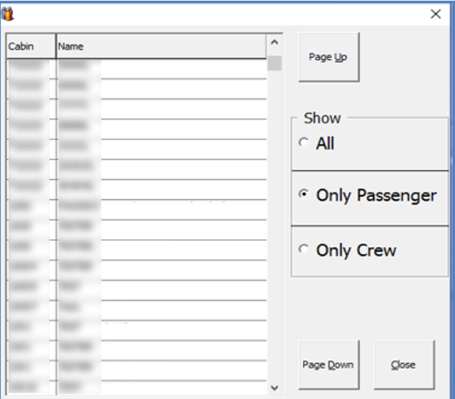 This figure shows the passenger's list window when guest cannot be detected during the card swipe.