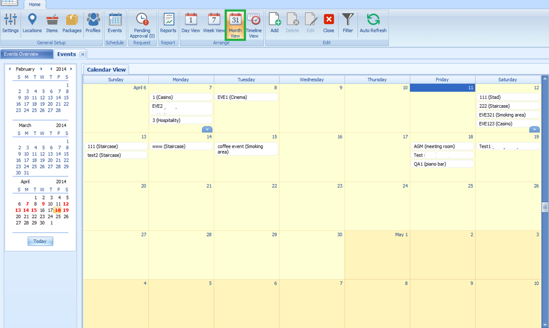 This figure shows the Event – Monthly View