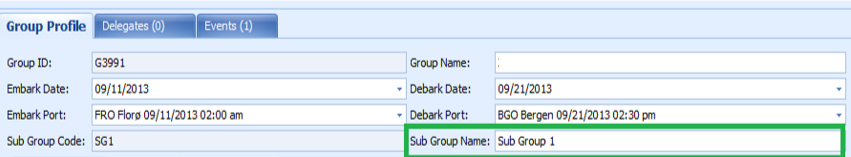 This figure shows the Sub Group Name in Group Profile