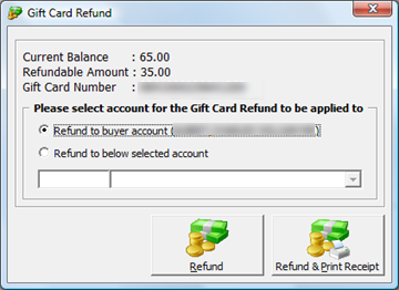 This figure shows the Gift Card Refund Window