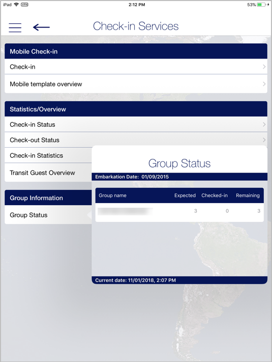 This figure shows the Group Information and the Check-In Status.
