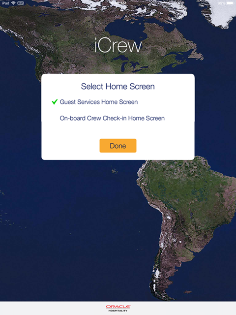 This figure shows the iCrew Home Screen.