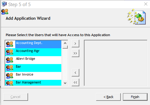 This figure shows the step 5 of 5 of Add Application Wizard.