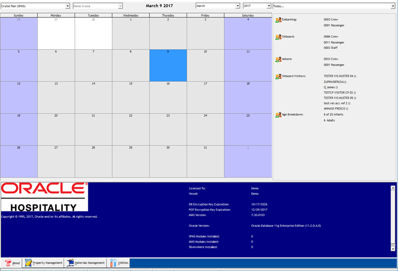This figure describes the main Launch Panel window which displays the cruise event planner.