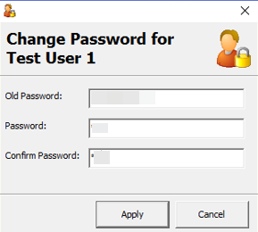 This figure shows the window where old and new user password is entered.