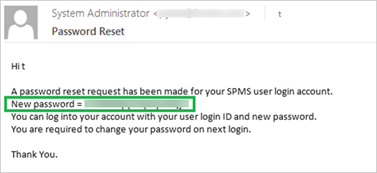 This figure shows an example of email notification on password reset.