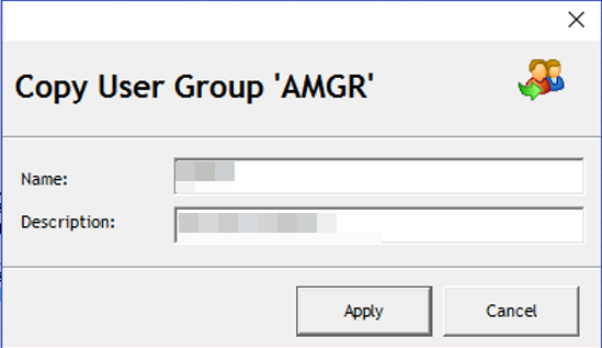 This figure shows the User Secuirty Copy Group where new group name is entered.