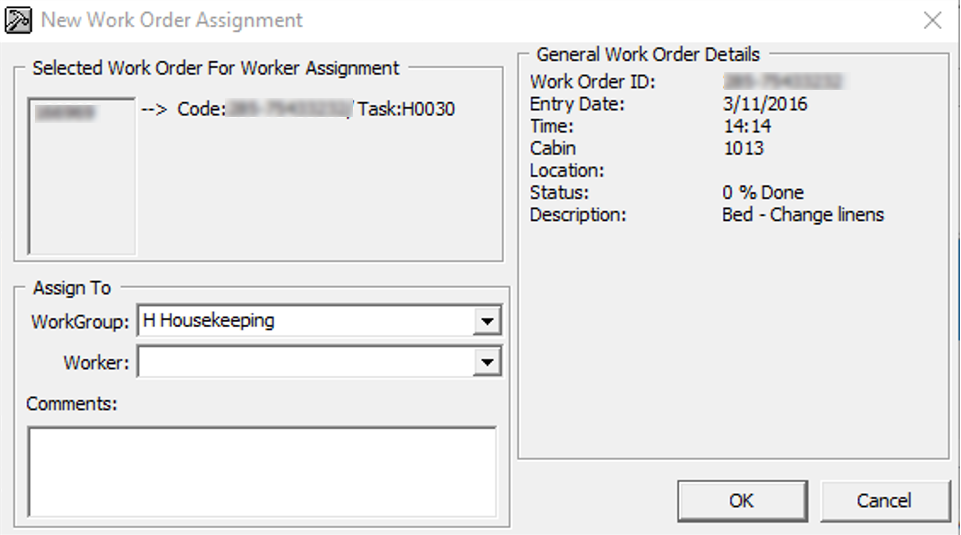 This figure shows the New Work Order Assignment