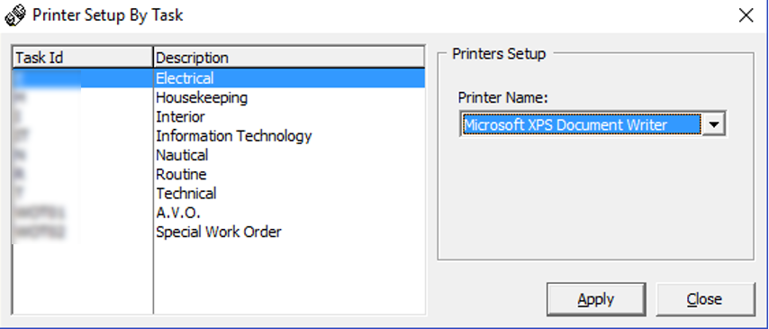 This figure shows the Task Printer Assignment