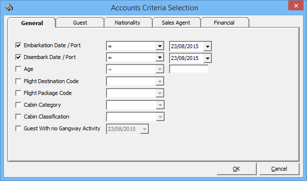 This figure shows the Account Selection Criteria