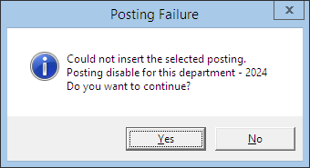 This figure shows the Disallow Department Posting Failure Prompt