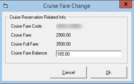 This figure shows the Edit Cruise Fare